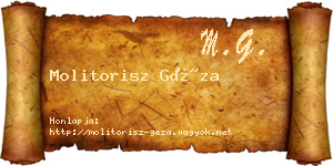 Molitorisz Géza névjegykártya